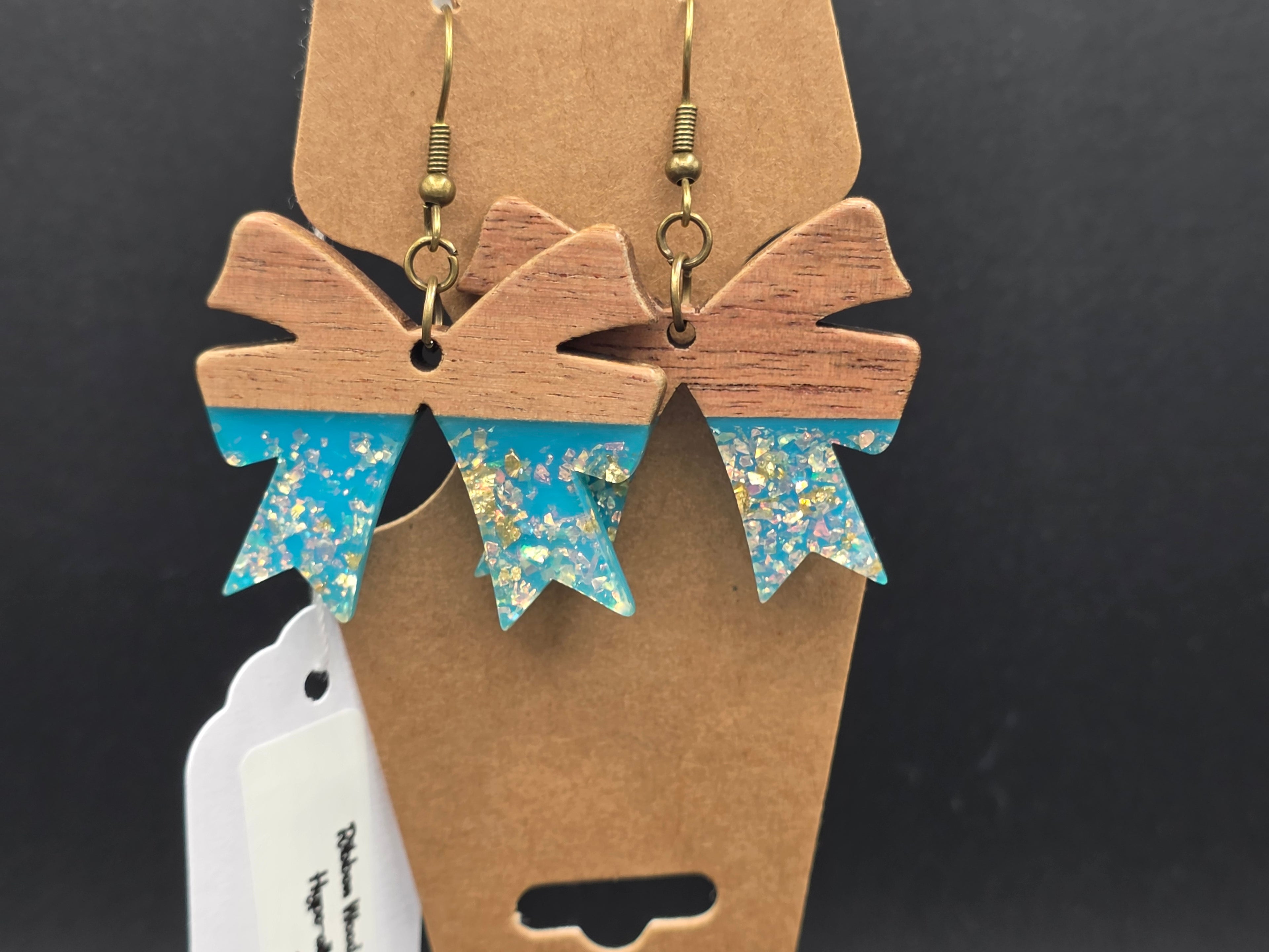 Ribbon Wood/resin Earrings
